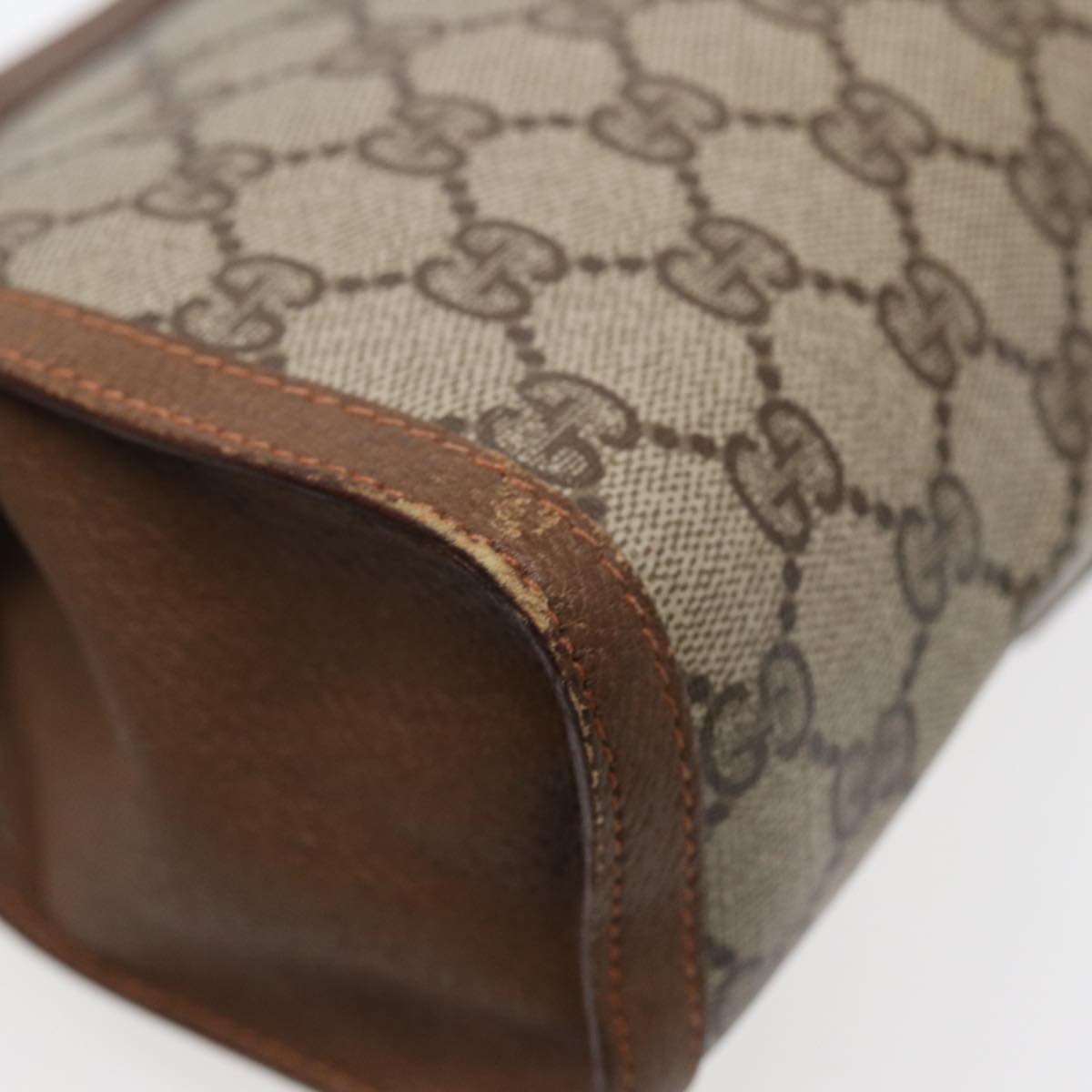 GUCCI GG Supreme Web Sherry Line Clutch Bag PVC Beige Gold 89 01 033 ep5318