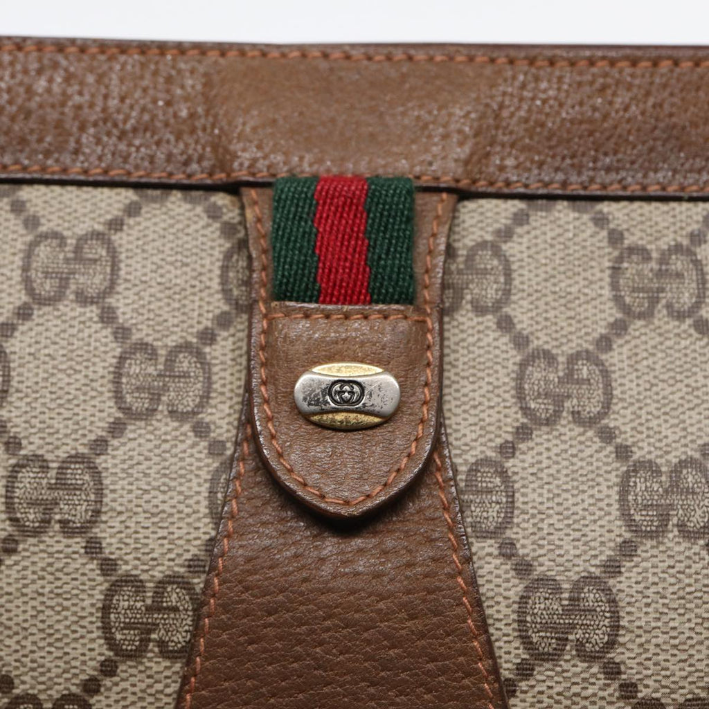 GUCCI GG Supreme Web Sherry Line Clutch Bag PVC Beige Gold 89 01 033 ep5318