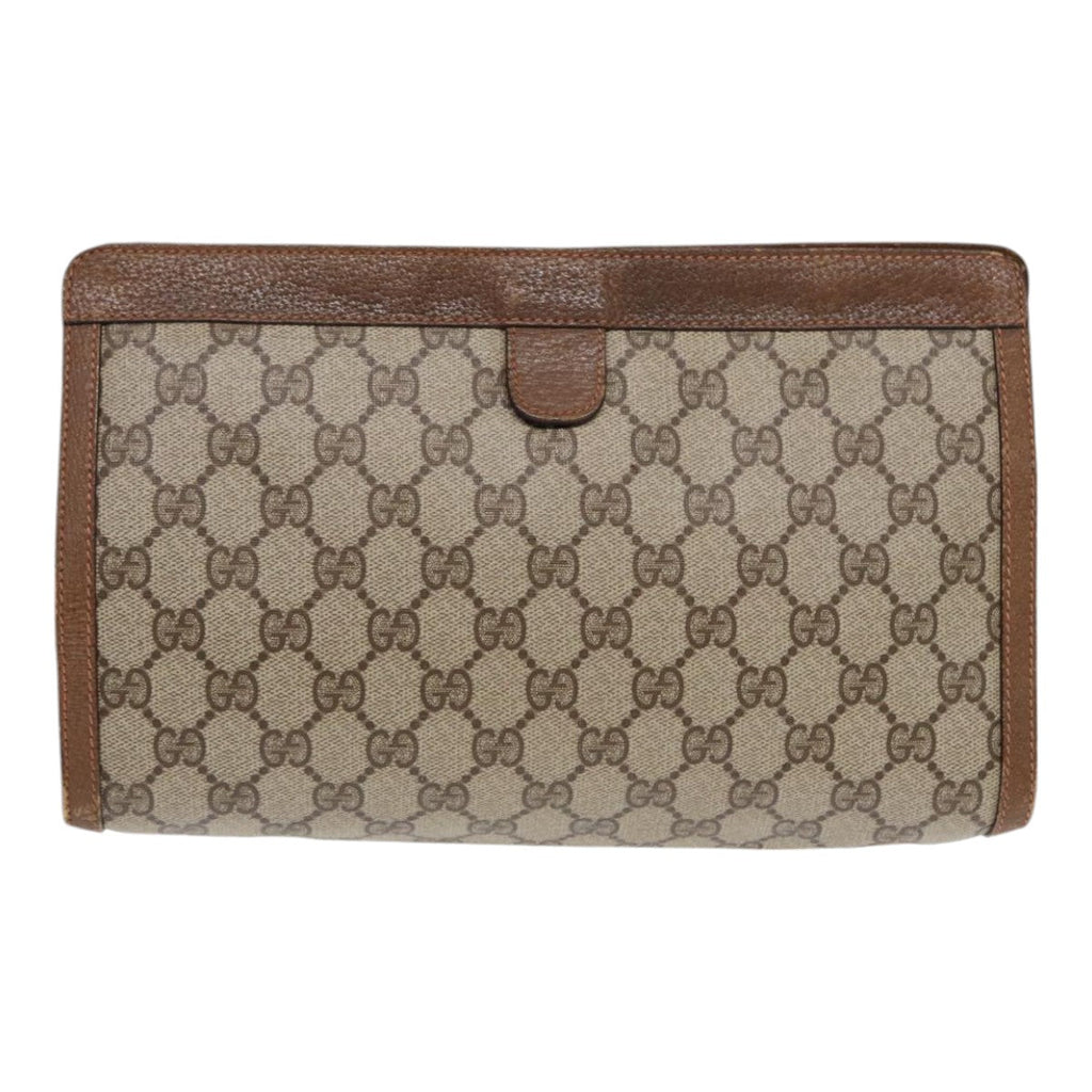 GUCCI GG Supreme Web Sherry Line Clutch Bag PVC Beige Gold 89 01 033 ep5318