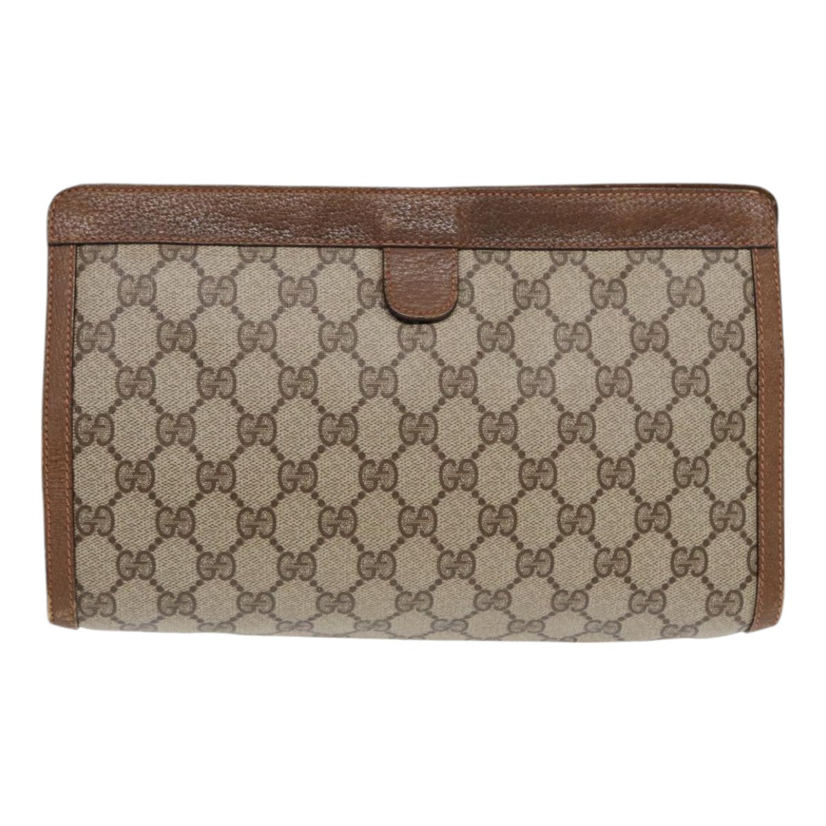 GUCCI GG Supreme Web Sherry Line Clutch Bag PVC Beige Gold 89 01 033 ep5318