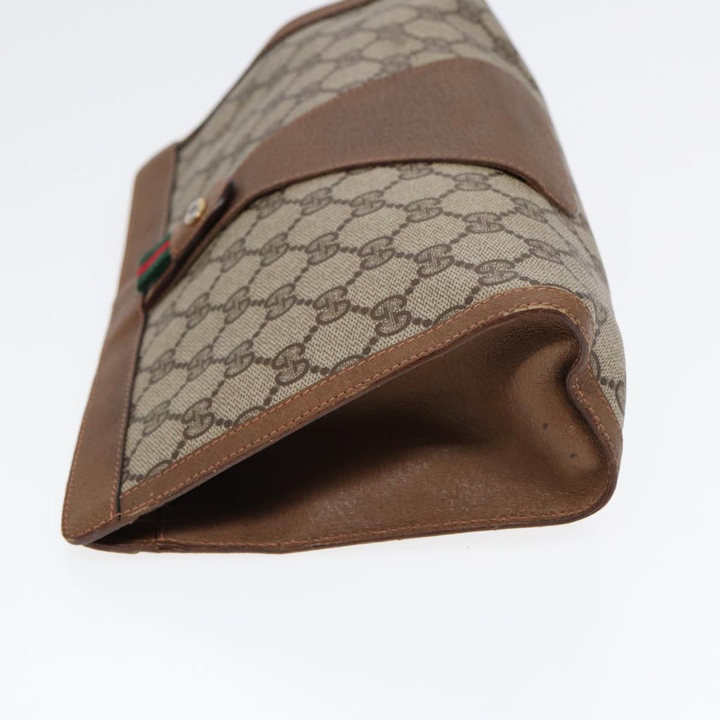 GUCCI GG Supreme Web Sherry Line Clutch Bag PVC Beige Gold 89 01 033 ep5318