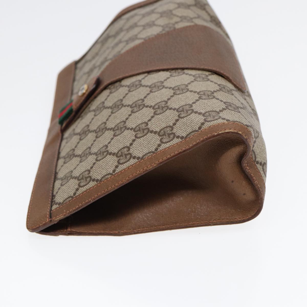 GUCCI GG Supreme Web Sherry Line Clutch Bag PVC Beige Gold 89 01 033 ep5318