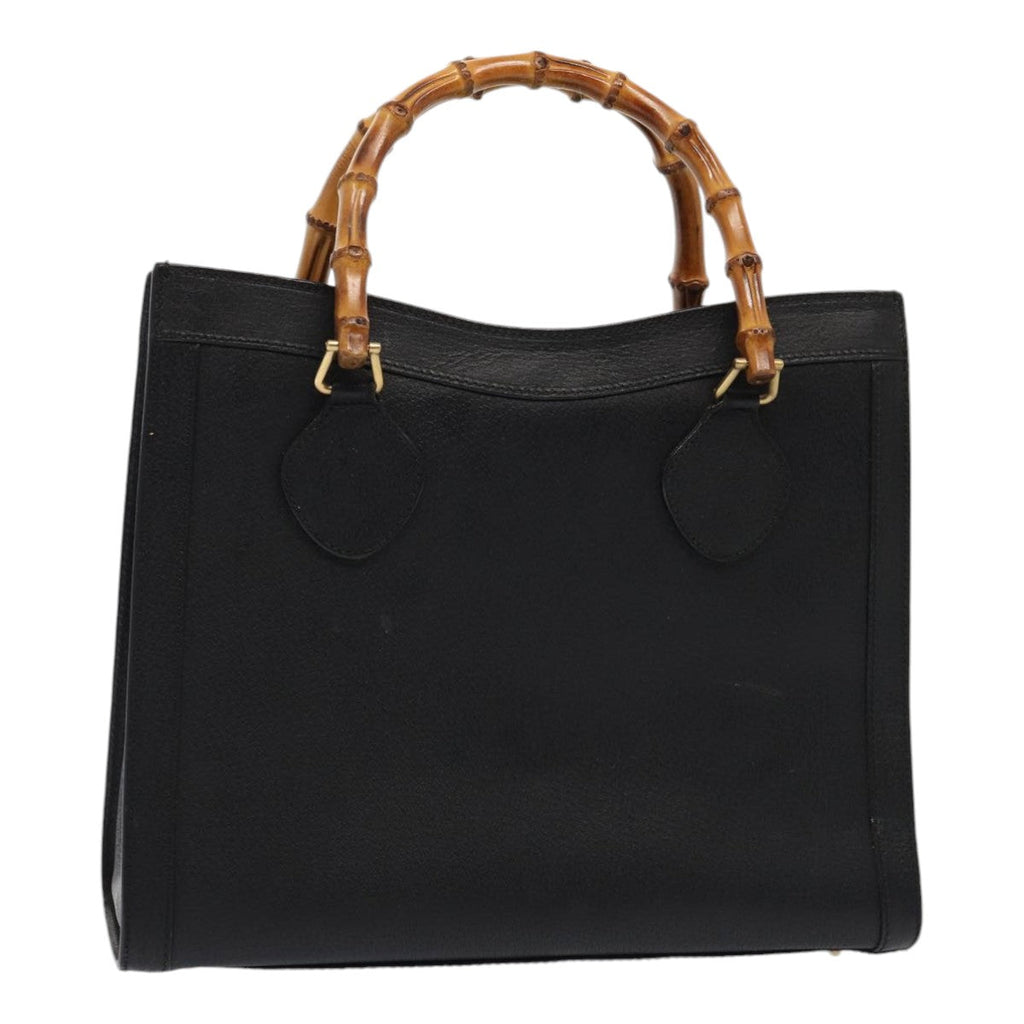 GUCCI Bamboo Hand Bag Leather Black Gold 002 2123 0260 ep5326