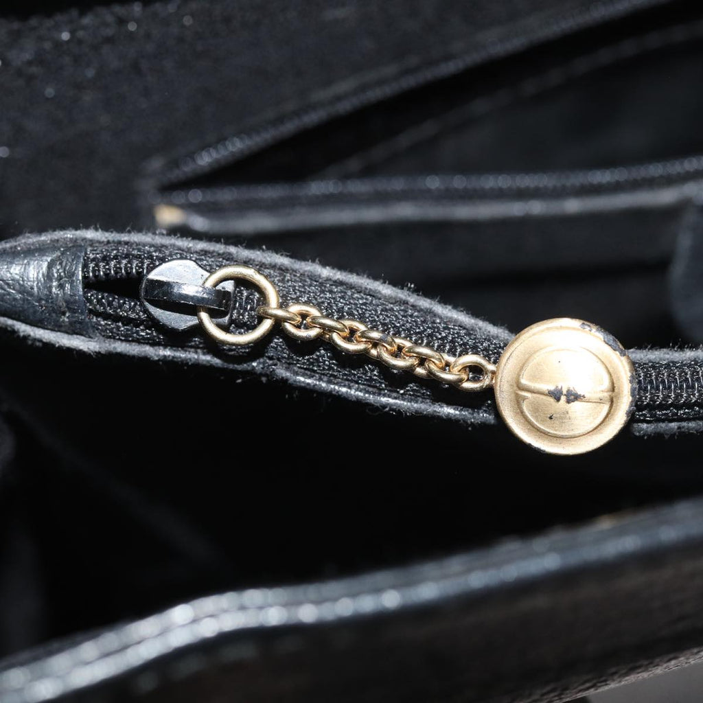 GUCCI Bamboo Hand Bag Leather Black Gold 002 2123 0260 ep5326