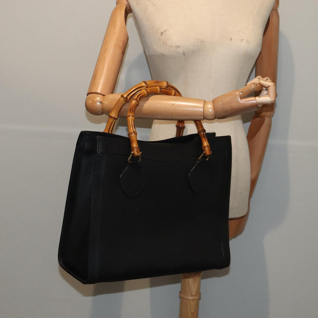 GUCCI Bamboo Hand Bag Leather Black Gold 002 2123 0260 ep5326