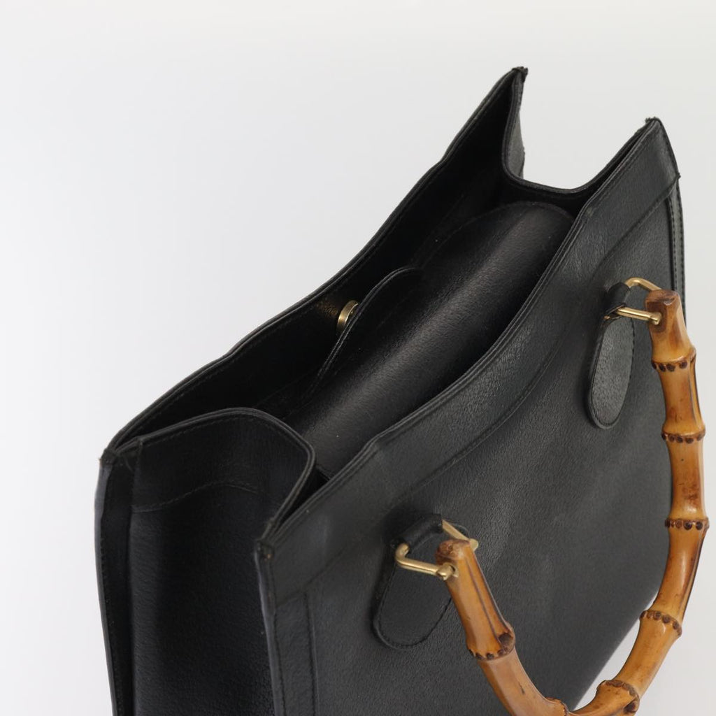 GUCCI Bamboo Hand Bag Leather Black Gold 002 2123 0260 ep5326