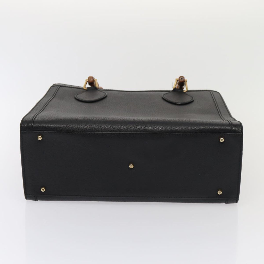 GUCCI Bamboo Hand Bag Leather Black Gold 002 2123 0260 ep5326