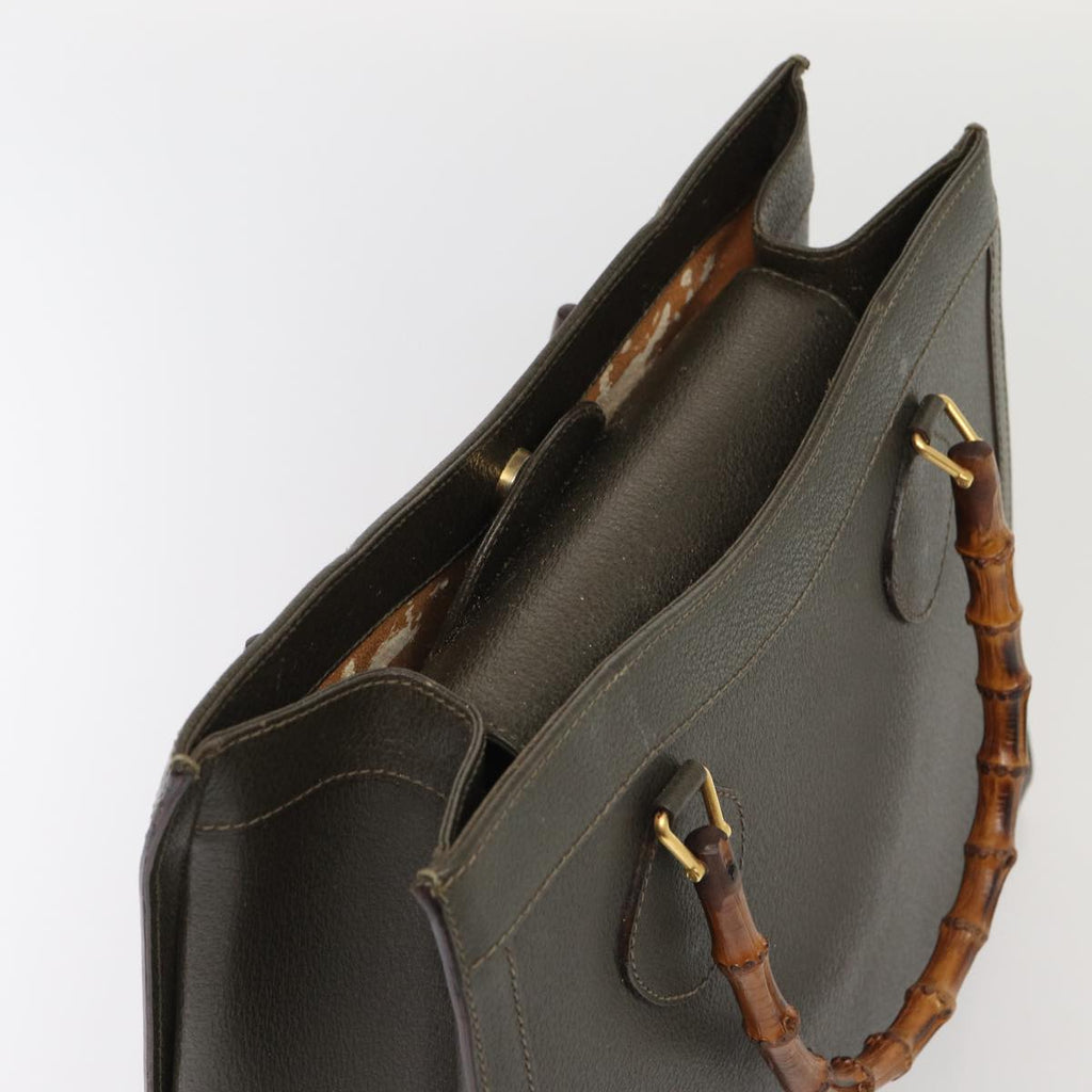 GUCCI Bamboo Hand Bag Leather Khaki Gold 002 2853 0260 0 ep5328