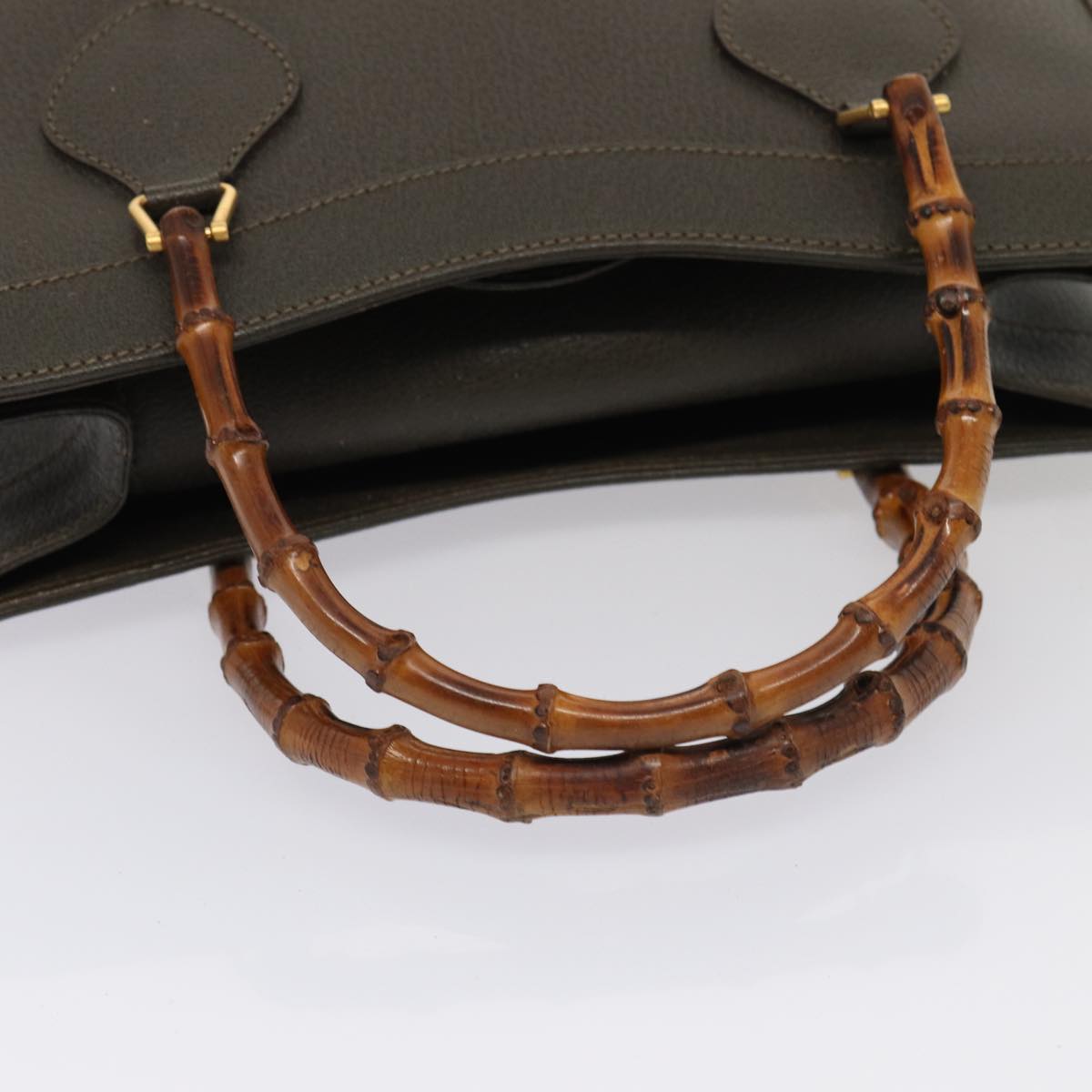 GUCCI Bamboo Hand Bag Leather Khaki Gold 002 2853 0260 0 ep5328
