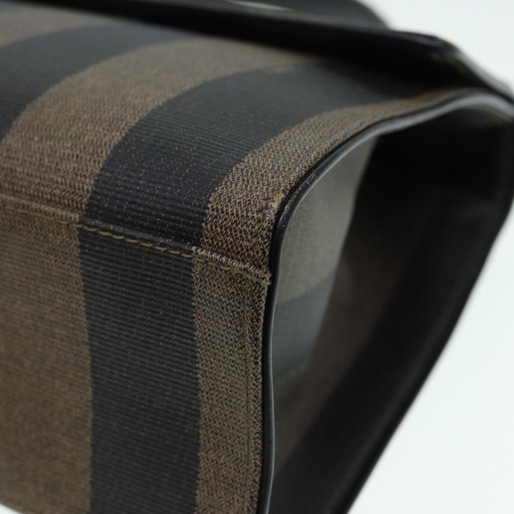 FENDI Pecan Canvas Hand Bag Brown Black gold ep5335