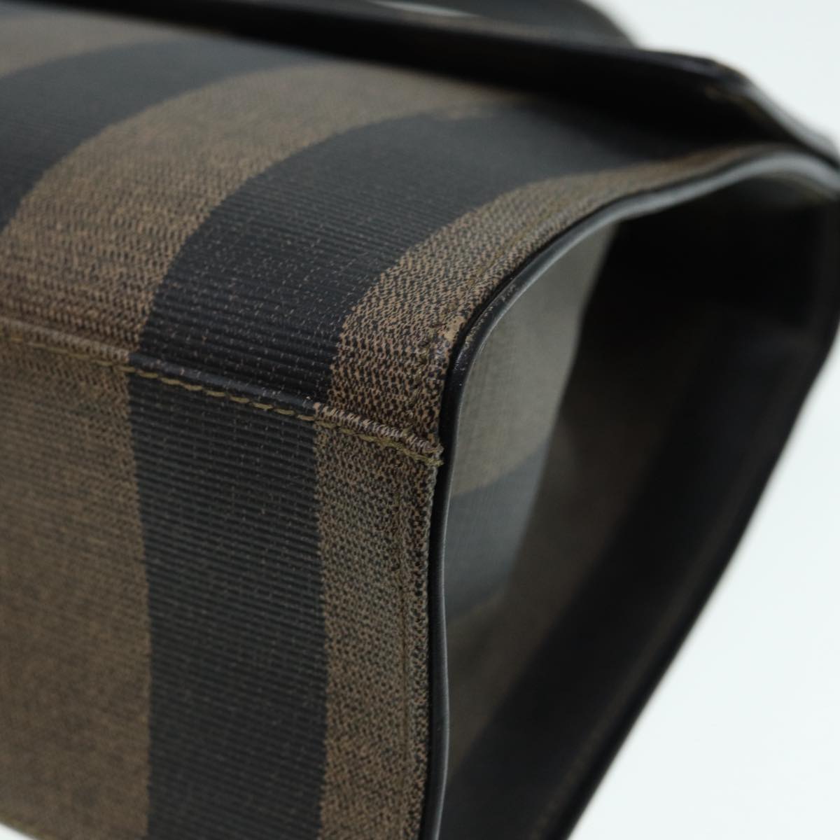 FENDI Pecan Canvas Hand Bag Brown Black gold ep5335
