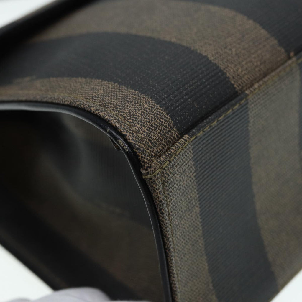 FENDI Pecan Canvas Hand Bag Brown Black gold ep5335