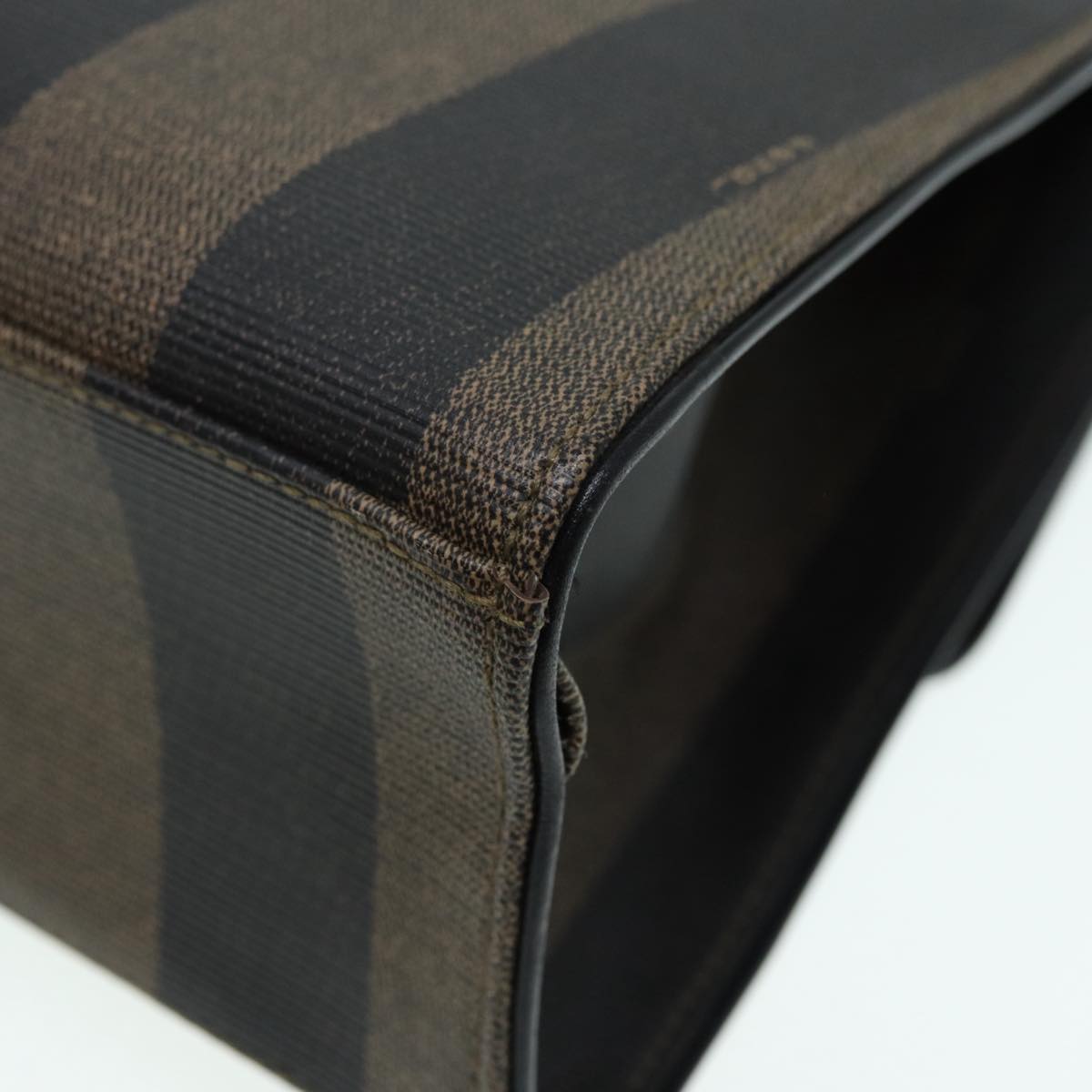FENDI Pecan Canvas Hand Bag Brown Black gold ep5335