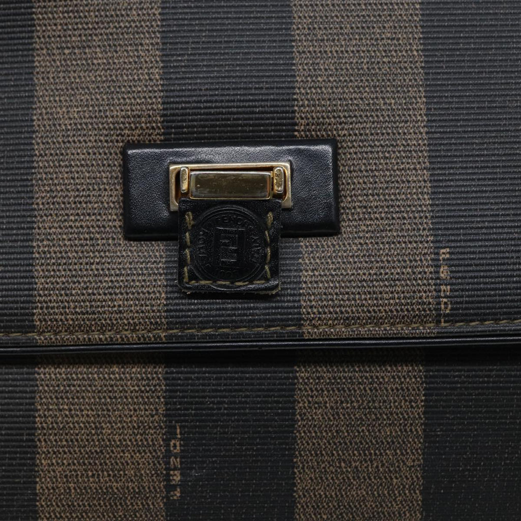 FENDI Pecan Canvas Hand Bag Brown Black gold ep5335
