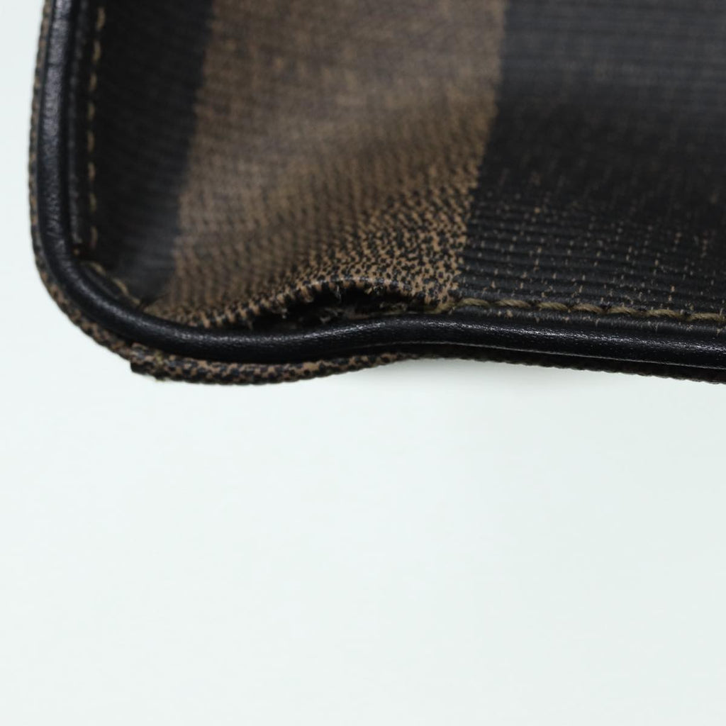 FENDI Pecan Canvas Hand Bag Brown Black gold ep5335