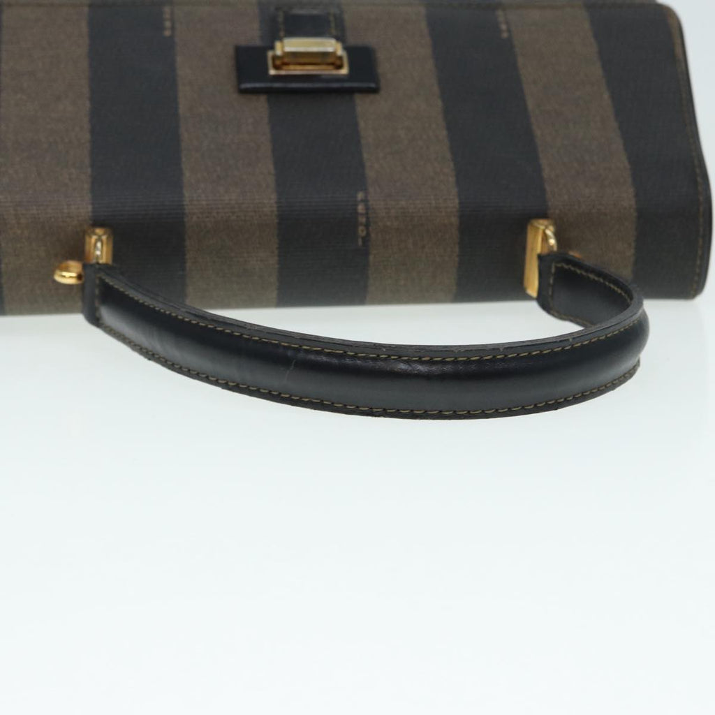 FENDI Pecan Canvas Hand Bag Brown Black gold ep5335