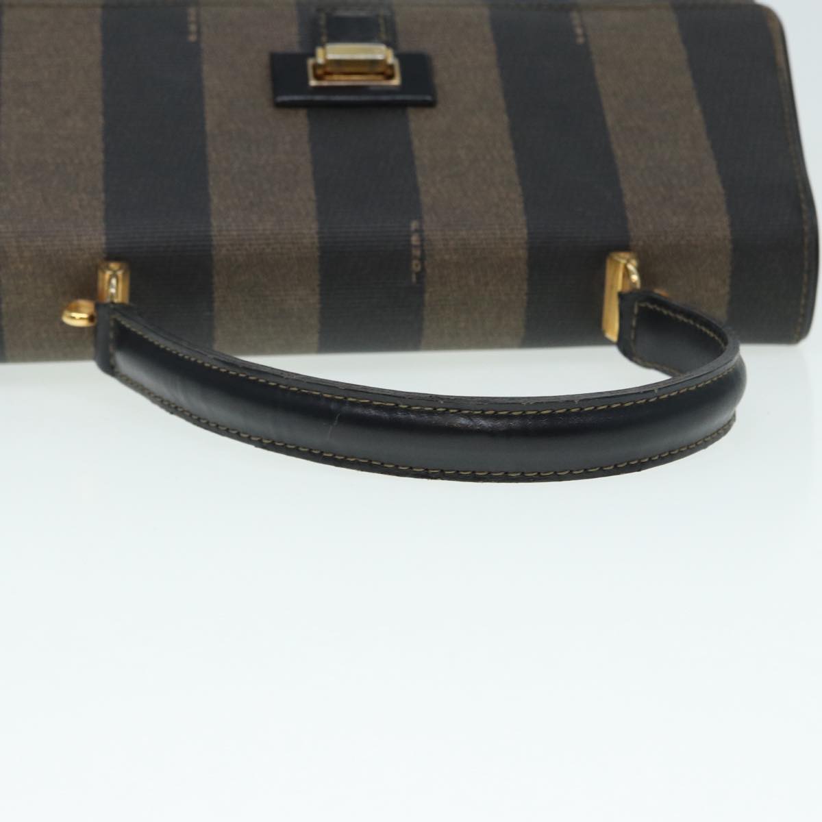 FENDI Pecan Canvas Hand Bag Brown Black gold ep5335
