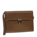 GUCCI Clutch Bag Leather Gold Brown ep5344