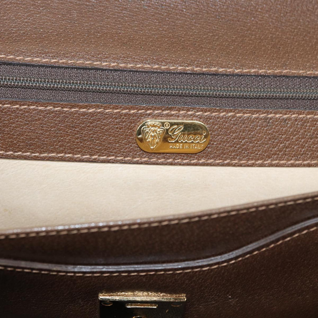 GUCCI Clutch Bag Leather Gold Brown ep5344