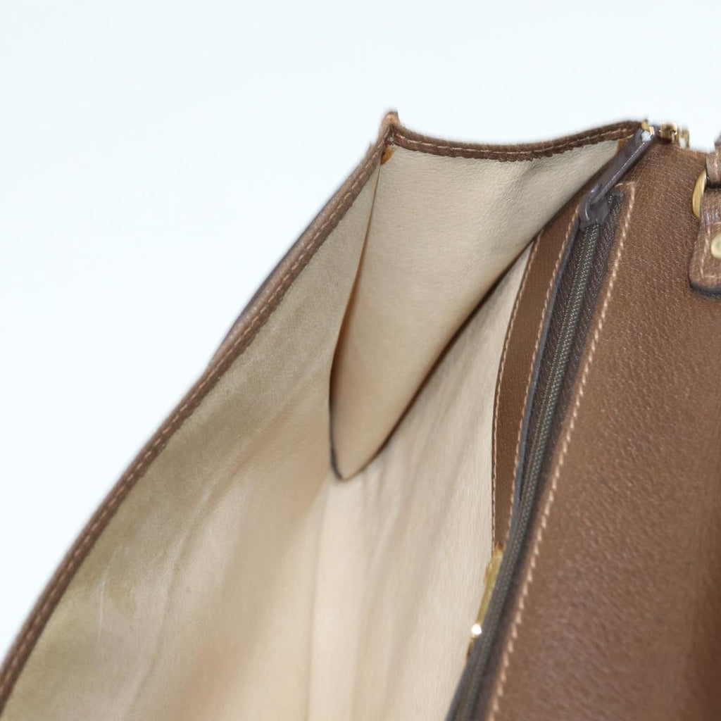 GUCCI Clutch Bag Leather Gold Brown ep5344