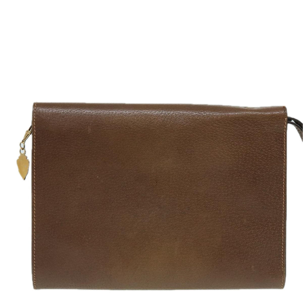 GUCCI Clutch Bag Leather Gold Brown ep5344