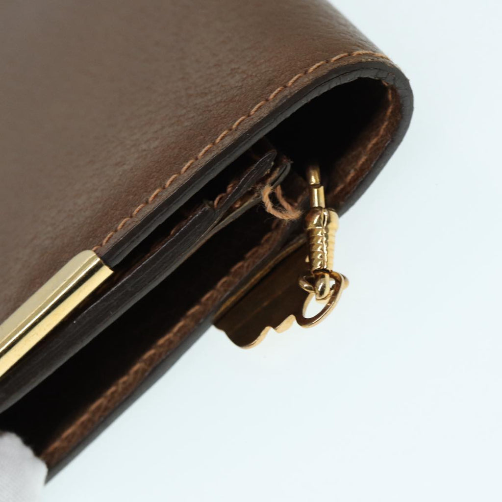 GUCCI Clutch Bag Leather Gold Brown ep5344