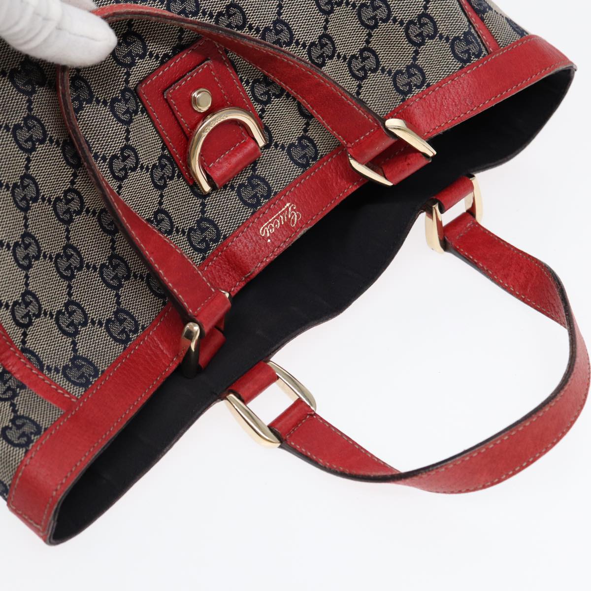 GUCCI GG Canvas Hand Bag Beige Gold 130739 ep5345