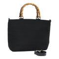 GUCCI Bamboo Hand Bag Nylon 2way Black Silver 000 1998 0540 ep5347