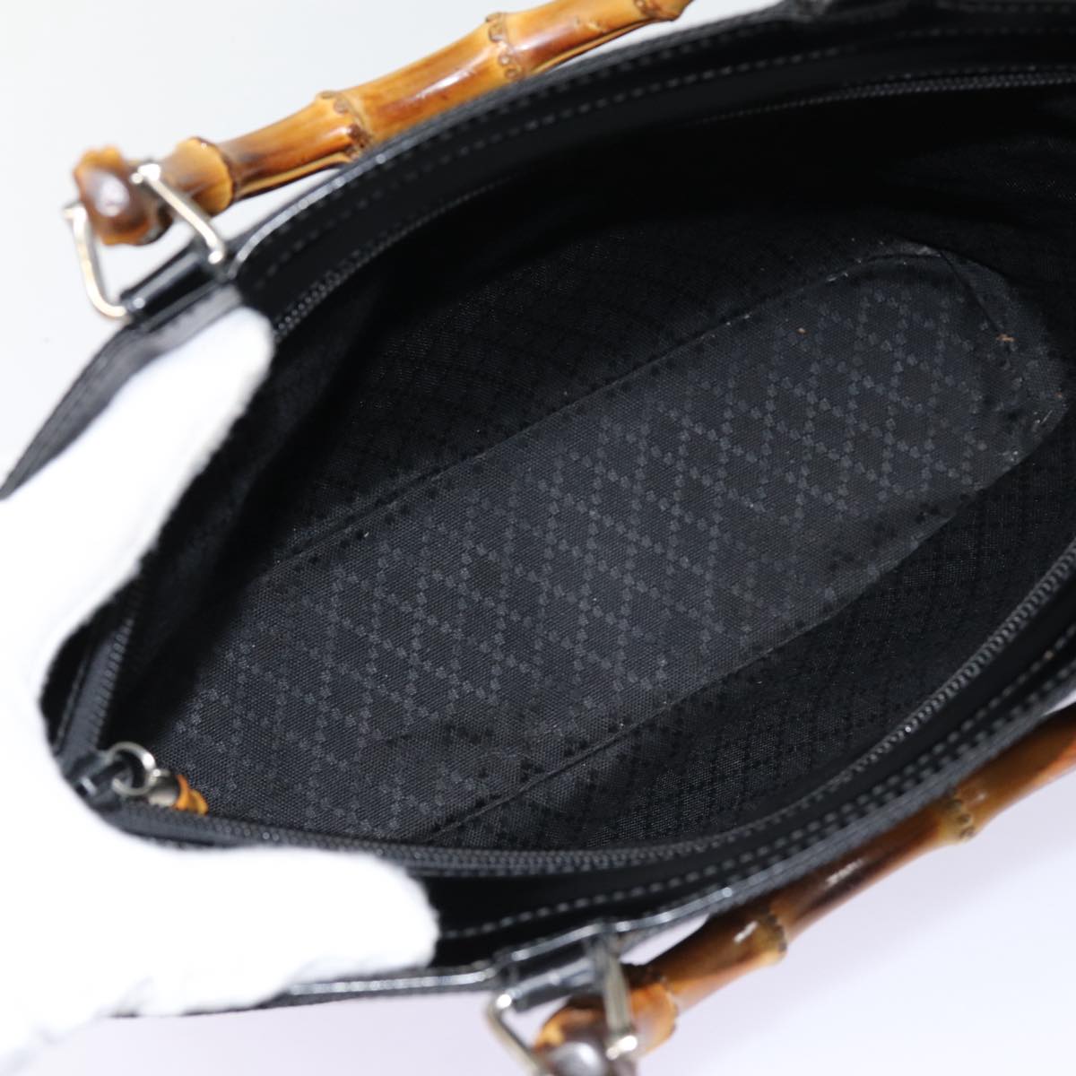 GUCCI Bamboo Hand Bag Nylon 2way Black Silver 000 1998 0540 ep5347