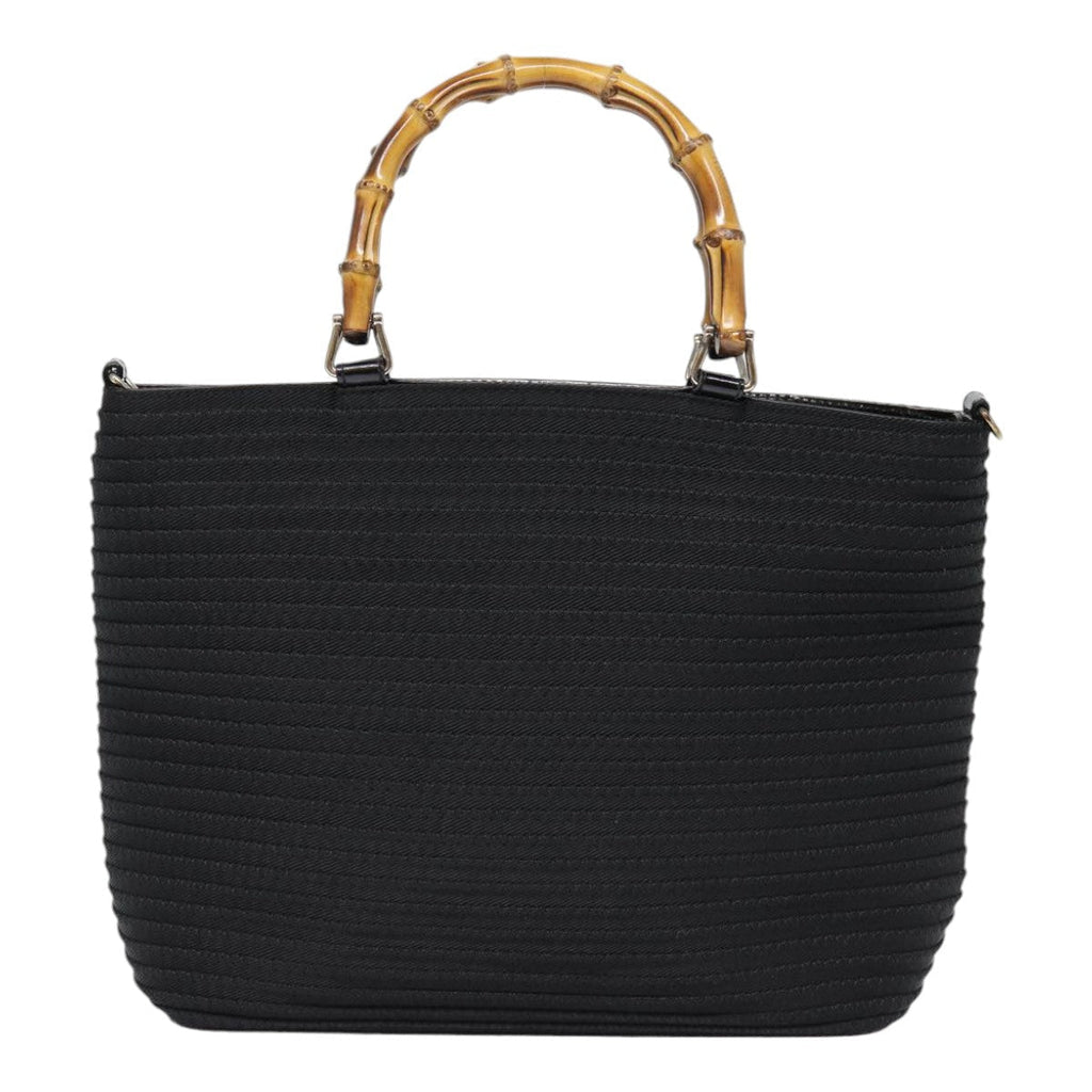 GUCCI Bamboo Hand Bag Nylon 2way Black Silver 000 1998 0540 ep5347