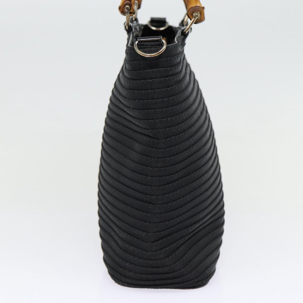 GUCCI Bamboo Hand Bag Nylon 2way Black Silver 000 1998 0540 ep5347