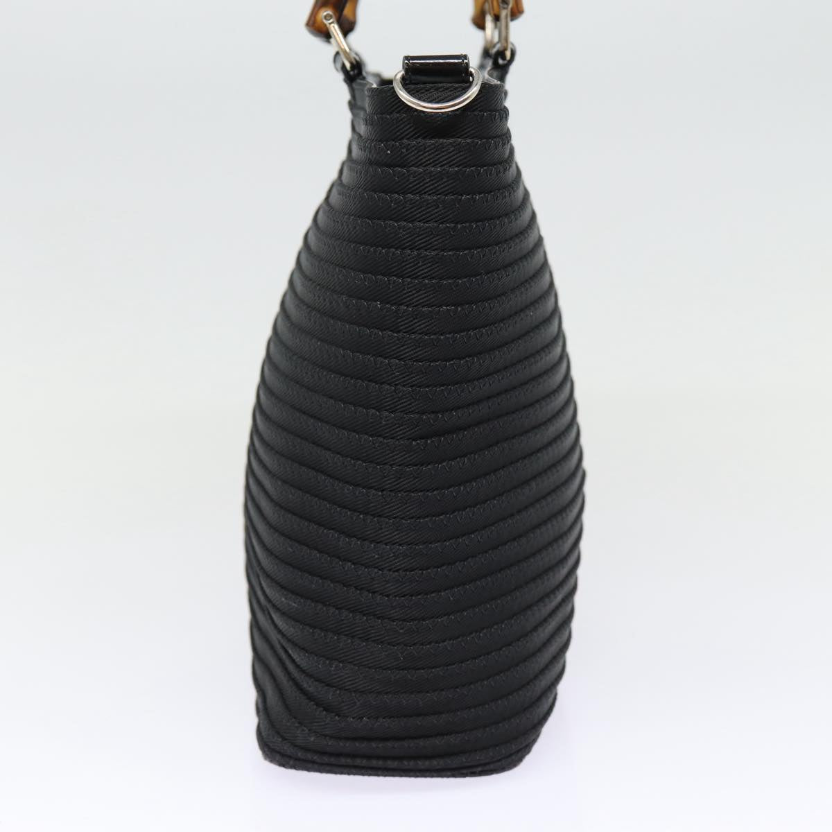 GUCCI Bamboo Hand Bag Nylon 2way Black Silver 000 1998 0540 ep5347