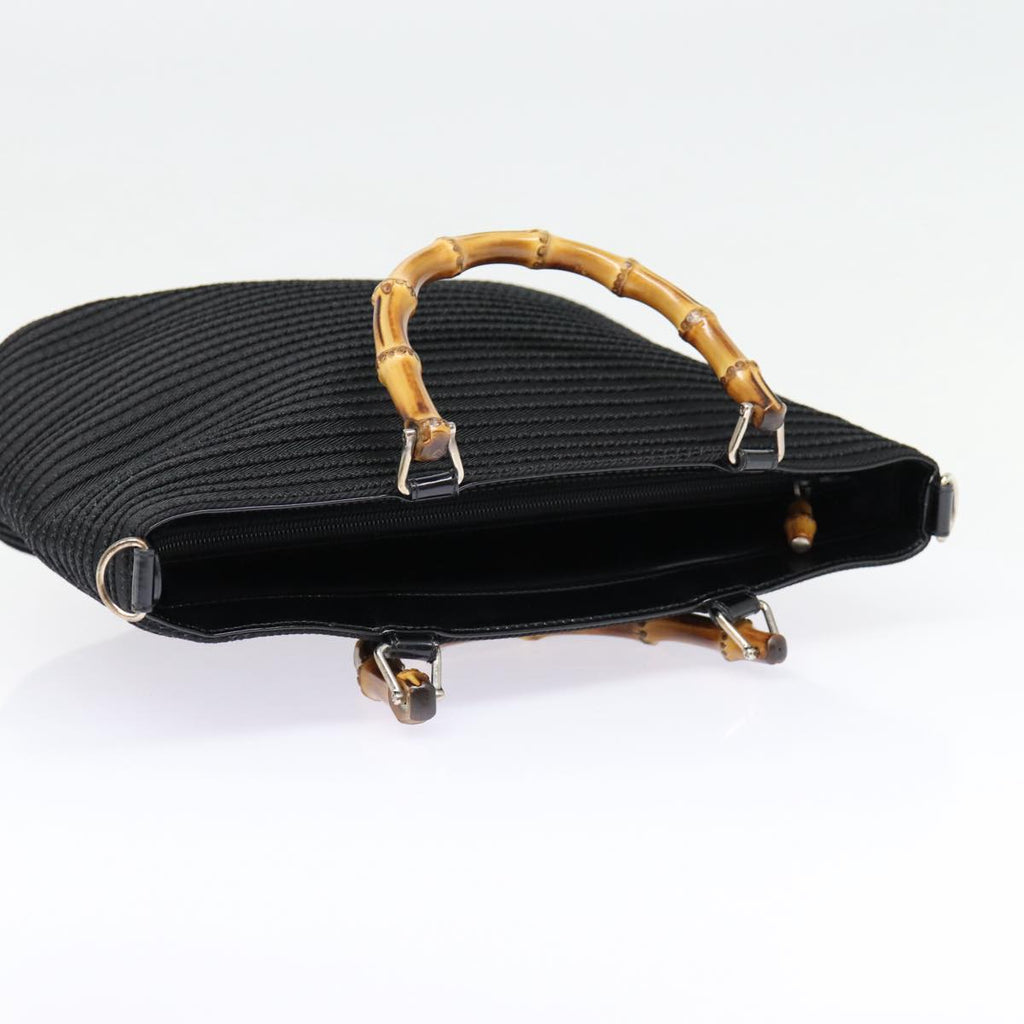 GUCCI Bamboo Hand Bag Nylon 2way Black Silver 000 1998 0540 ep5347
