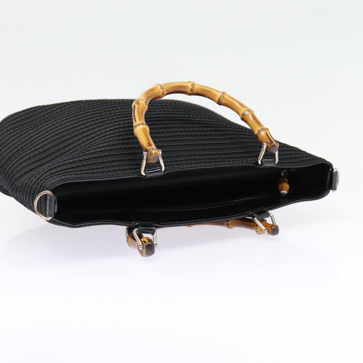 GUCCI Bamboo Hand Bag Nylon 2way Black Silver 000 1998 0540 ep5347