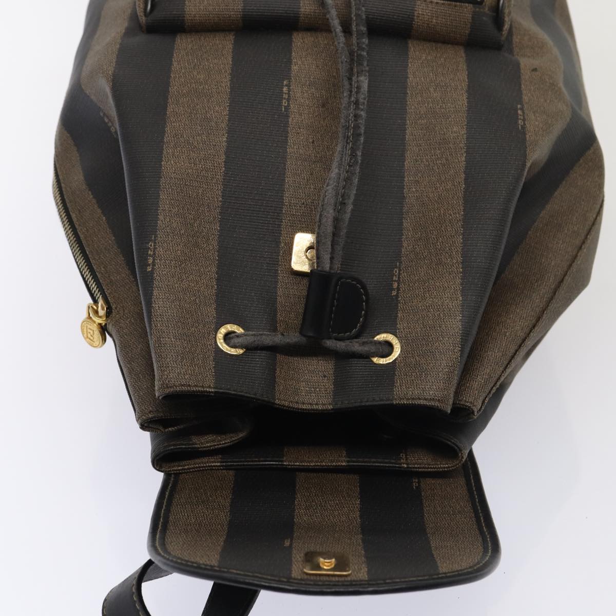 FENDI Pecan Canvas Backpack Brown Black gold ep5348