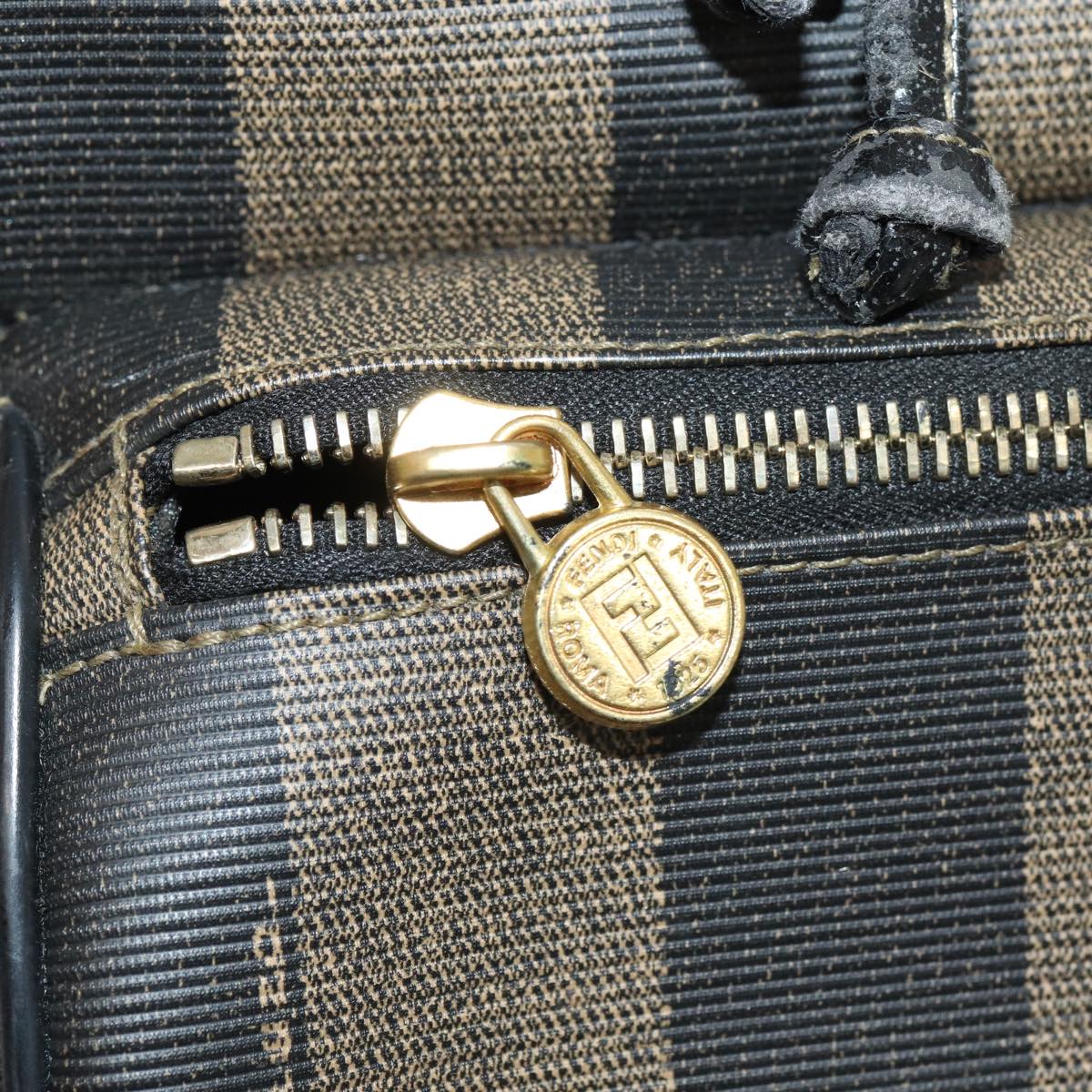 FENDI Pecan Canvas Backpack Brown Black gold ep5348