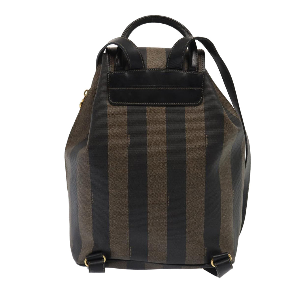 FENDI Pecan Canvas Backpack Brown Black gold ep5348