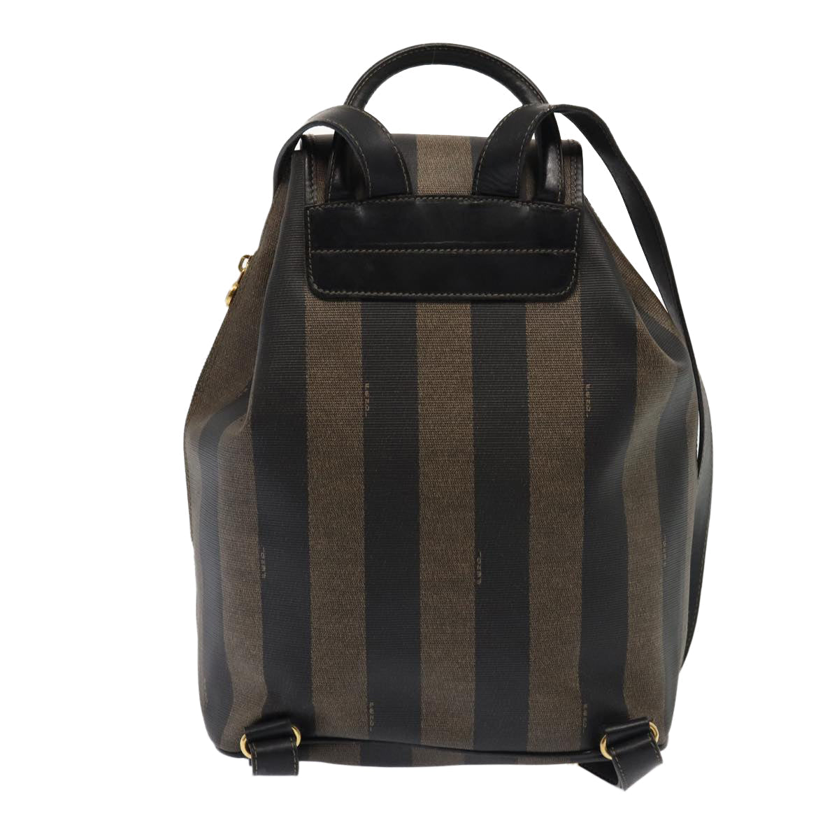 FENDI Pecan Canvas Backpack Brown Black gold ep5348