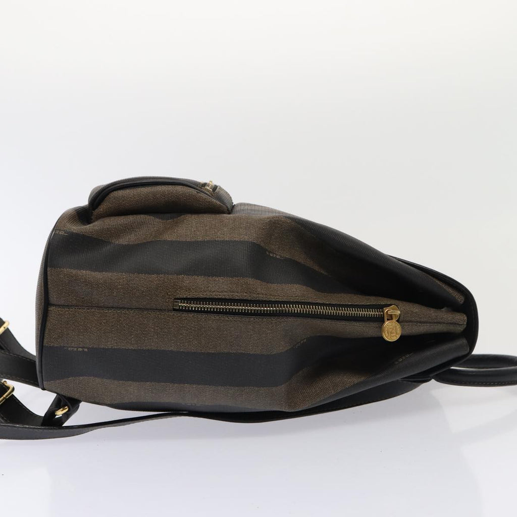 FENDI Pecan Canvas Backpack Brown Black gold ep5348