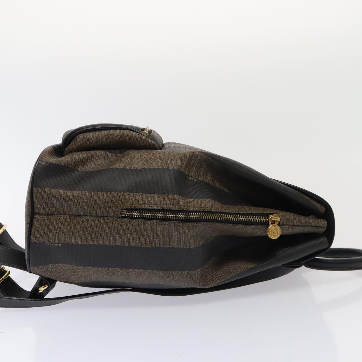 FENDI Pecan Canvas Backpack Brown Black gold ep5348