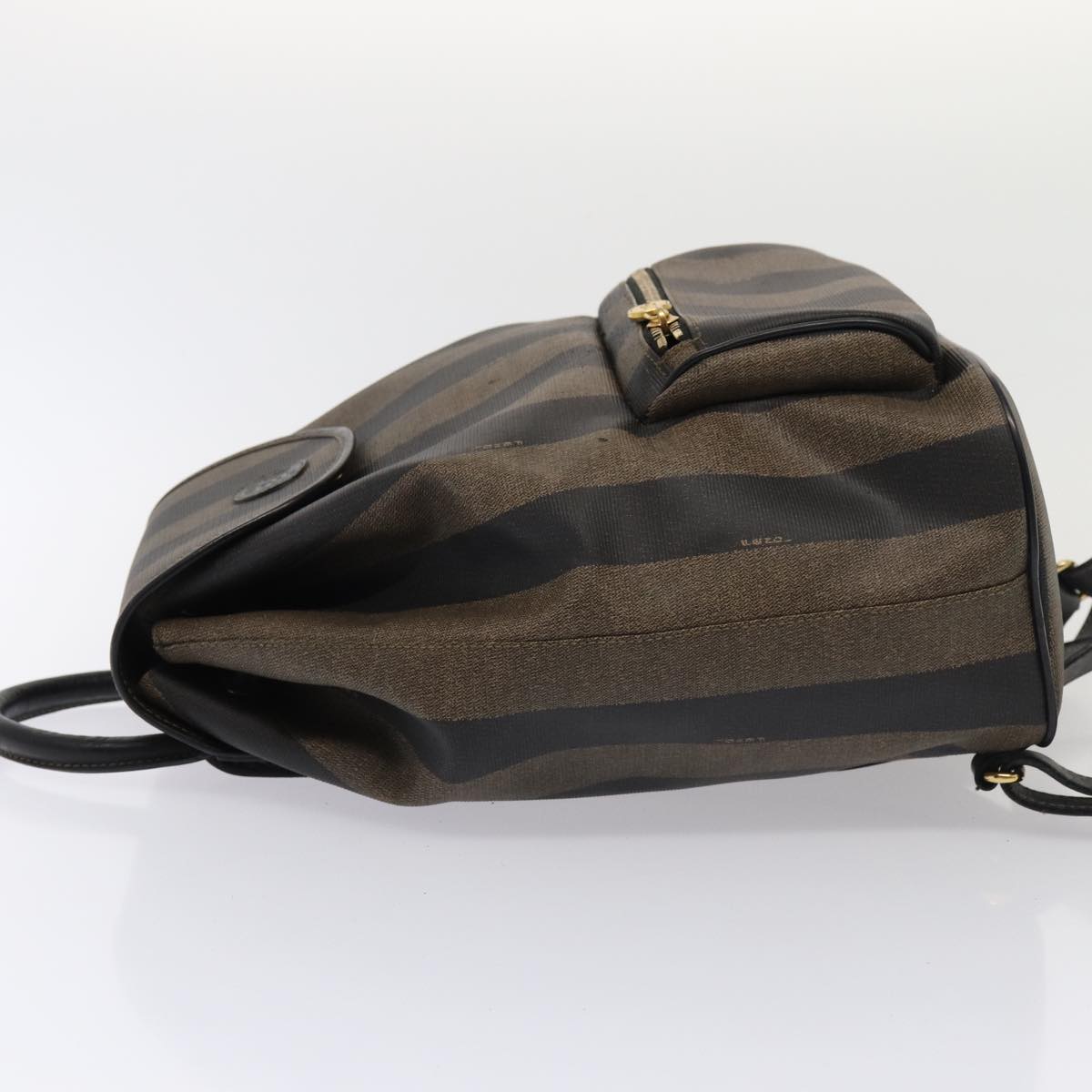 FENDI Pecan Canvas Backpack Brown Black gold ep5348