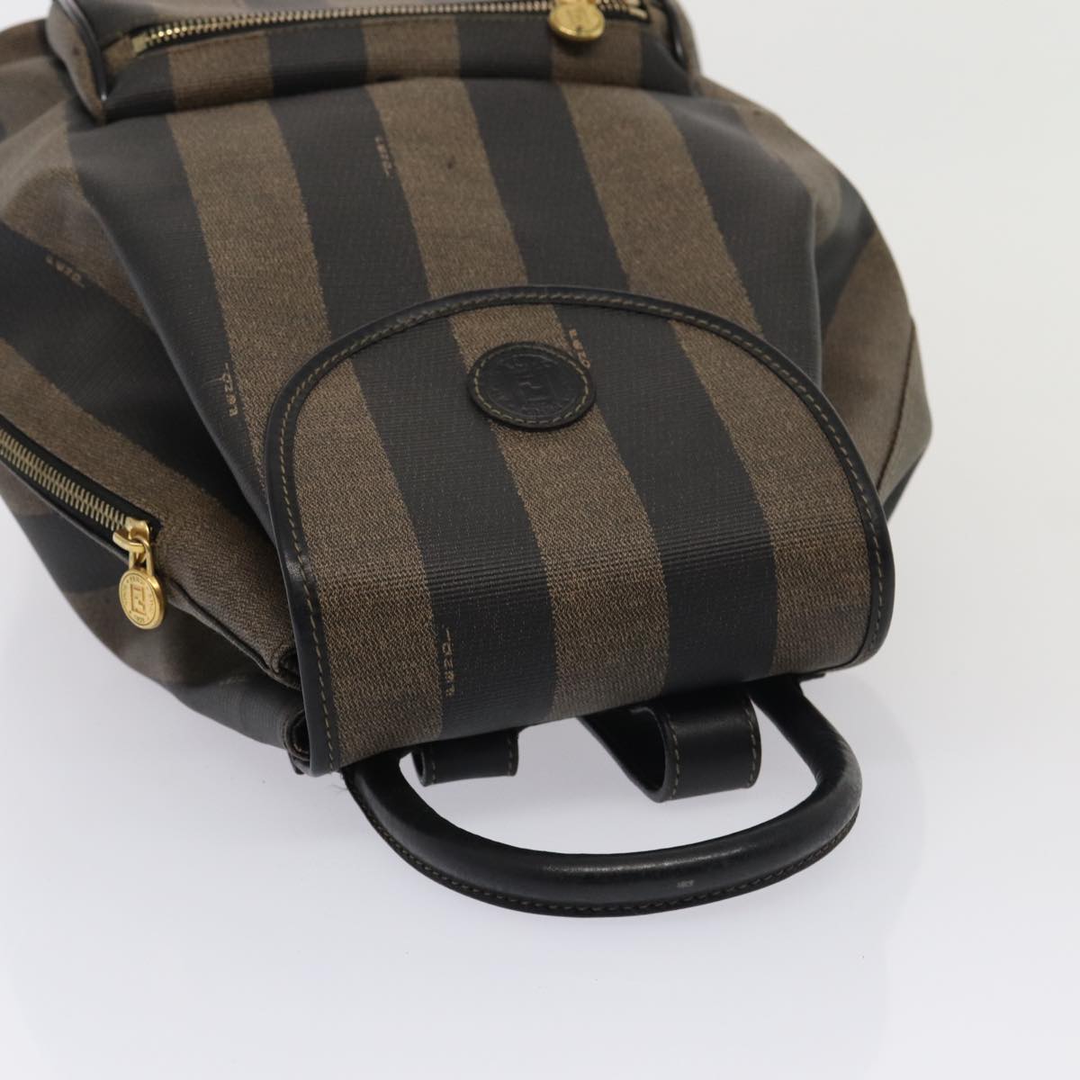 FENDI Pecan Canvas Backpack Brown Black gold ep5348