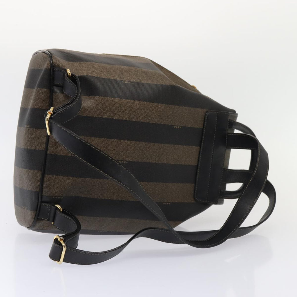 FENDI Pecan Canvas Backpack Brown Black gold ep5348