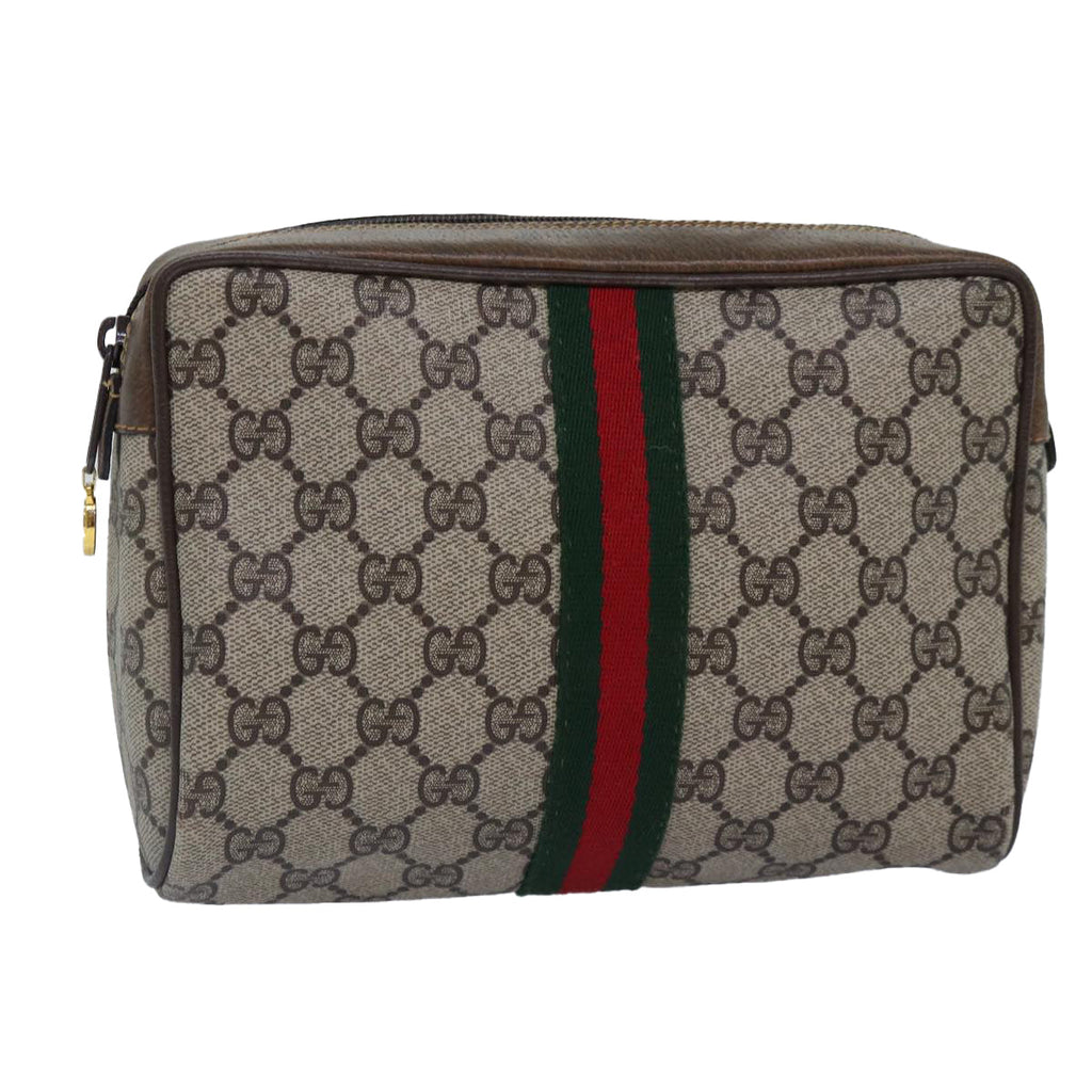 GUCCI GG Supreme Web Sherry Line Clutch Bag Beige Gold 32 014 3553 ep5355