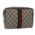 GUCCI GG Supreme Web Sherry Line Clutch Bag Beige Gold 32 014 3553 ep5355