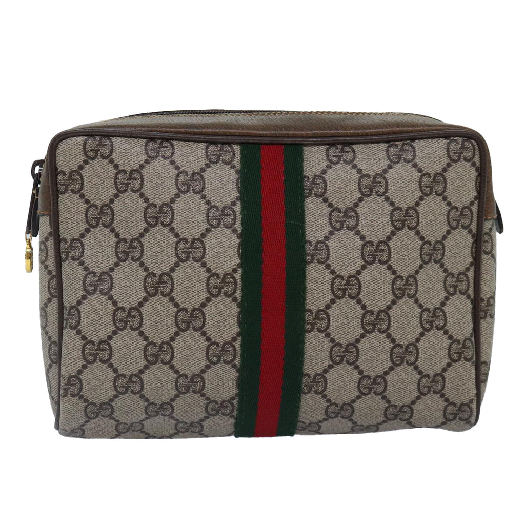 GUCCI GG Supreme Web Sherry Line Clutch Bag Beige Gold 32 014 3553 ep5355