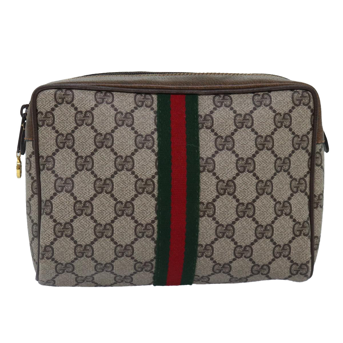 GUCCI GG Supreme Web Sherry Line Clutch Bag Beige Gold 32 014 3553 ep5355