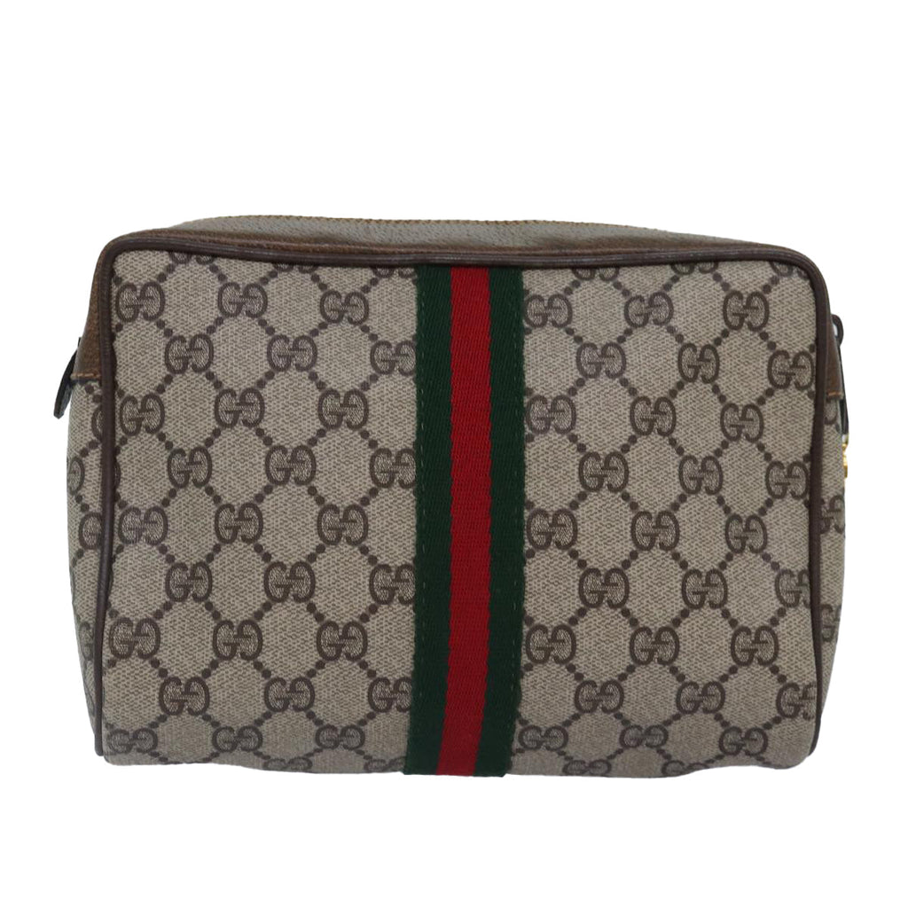 GUCCI GG Supreme Web Sherry Line Clutch Bag Beige Gold 32 014 3553 ep5355