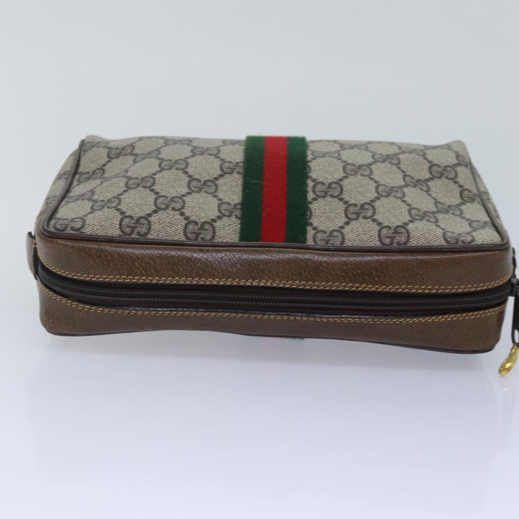 GUCCI GG Supreme Web Sherry Line Clutch Bag Beige Gold 32 014 3553 ep5355