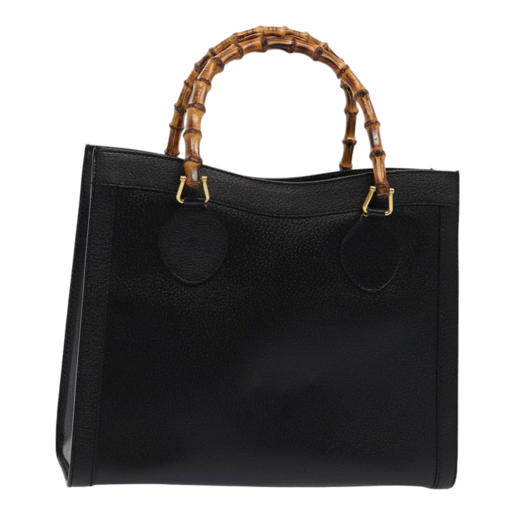 GUCCI Bamboo Hand Bag Leather Black Gold 002 1096 0260 ep5357
